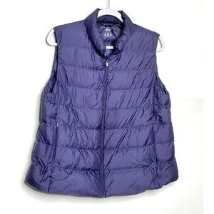 Uniqlo Ultra Light Down Vest Womens Large Purple Puffer Lightweight Packable
